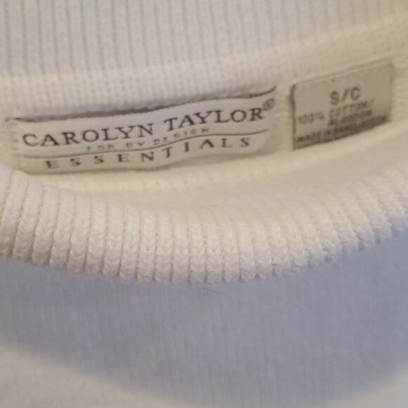 Caroline Taylor Essential White boatneck Cotton knit vintage top Small - Picture 2 of 5